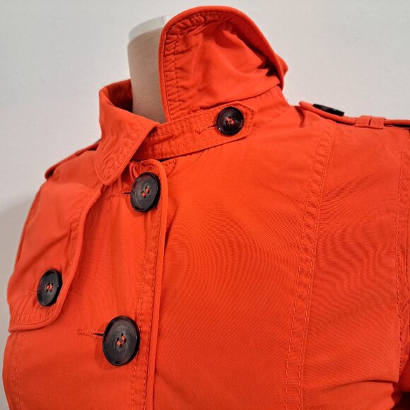 Divided Women Trench Belted Coats Bold Red/Orange Size 6 - Picture 5 of 9
